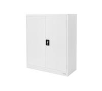 ML-Design Armoire à Dossiers Verrouillable 90x40x109 cm, Blanc, en Acier, avec 2 Portes, 3 Etagères Réglables en Hauteur, Armoire Rangement d'Objets, pour Bureau, Chambre, avec Deux Clés Incluses