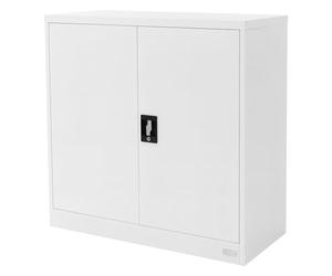 ML-Design Armoire de Classement Verrouillable, 90x40x90 cm, Blanc, en Acier, avec 2 Portes, 2 Etagères Réglables en Hauteur, Aspect Intemporel, Armoire Rangement d'Objets, pour Bureau, Chambre, Salon