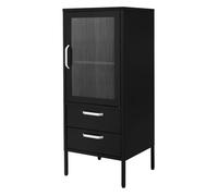 ML-Design Armoire Vitrine 42x102x40cm, Noir, Vitrine Métallique avec 2 Étagères/Casiers, Bibliothèque à Dossiers, 1 Porte 2 Tiroirs