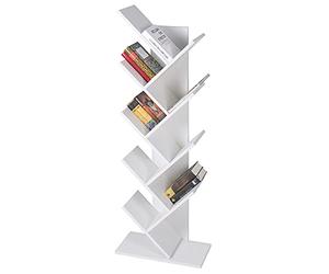 ML DESIGN Bibliothèque de Rangement, Étagère à 8 Niveaux en Forme d'Arbre, en Bois, 50x25x140 cm, Blanc, Robuste et Résistant aux Rayures, Étagère de Sol d'Angle, Étagère Murale, pour le Salon, Bureau