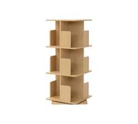 Ml-Design Bibliothèque tournante enfant 3 niveaux 12 compartiments beige aspect chêne bois 40x94x40 cm étagère pivotante 360 degrés rangement livres