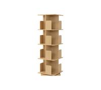 Ml-Design Bibliothèque tournante enfant 4 niveaux 16 compartiments beige aspect chêne bois 40x124,5x40 cm étagère pivotante 360 degrés rangement