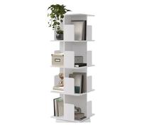 ML-Design Bibliothèque Tournante Enfant 4 Niveaux 16 Compartiments Blanche Bois 40x124,5x40 cm Étagère Pivotante 360° Rangement Livres Jouets pour Salon Bureau Chambre Bébé Stable Gain de Place
