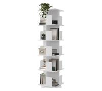 ML-Design Bibliothèque Tournante Enfant 5 Niveaux 20 Compartiments Blanche Bois 40x155x40 cm Étagère Pivotante 360° Rangement Livres Jouets pour Salon Bureau Chambre Bébé Stable Gain de Place