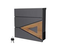 ML-Design Boîte aux Lettres 37x36,5x11 cm Anthracite/Optique Bois, en Acier, Boîte Postale