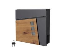 ML-Design Boîte aux Lettres 37x36,5x11 cm Anthracite/Optique Bois, en Acier, Boîte Postale
