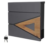 ML-Design Boîte aux Lettres 37x36,5x11 cm Anthracite/Optique Bois, en Acier, Boîte Postale avec Compartiment à Journaux/Courrier, Ve