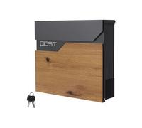 ML-Design Boîte aux Lettres 37x37 cm Anthracite/Aspect Bois, Acier, Boîte Postale avec