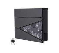 Boîte aux lettres Non renseigné ML-Design Boîte aux Lettres Murale 37x36,5x11 cm, Anthracite/Optique Noir Marbre, Acier,