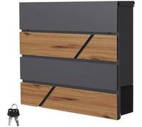 ML-Design Boîte aux Lettres Murale 37x37x11 cm, Anthracite / Façade Aspect Bois, Acier,