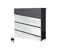 ML-Design Boîte aux Lettres Murale 37x36,5x11 cm, Anthracite/ Façade Imitation Marbre Blanc, Acier, Boîte Postale avec Compartiment