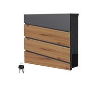 ML-Design Boîte aux Lettres Murale 37x37x11 cm, Anthracite/Façade Noir avec Aspect Bois, Acier, Boîte Postale avec Compartiment à Journaux/Courrier/Correspondance, Moderne, Verrouillable avec 2 Clés