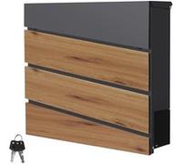 ML-Design Boîte aux Lettres Murale 37x37x11 cm, Anthracite/Façade Noir avec Aspect Bois,