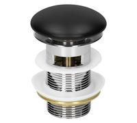 ML-Design Bonde de Lavabo Pop Up Garniture Vidage Universel pour Vasques Lave-Mains Évier avec Trop-Plein Bouchon de Vidange Couvercle Céramique Noir Inox, 1 1/4 Pouce, avec Joints
