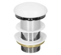 ML-Design Bonde de Lavabo Pop Up Garniture Vidage Universel pour Vasques Lave-Mains Évier sans Trop-Plein Bouchon de Vidange Couvercle Céramique Blanc Inox, 1 1/4 Pouce, avec Joints