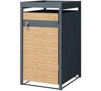 ML-Design Box pour 1 Poubelle avec Toit Végétal, jusqu'à 240L, 68x80x124 cm, en Acier, Anthracite/Aspect Mélèze, Résistant aux Intempéries, Habillage de Poubelle Verrouillable, Conteneur Abri Hangar