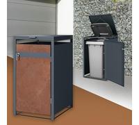 ML-Design Box pour 1 Poubelle, jusqu'à 240L, 68 x 80 x 116,3 cm, en Acier, Anthracite/Aspect Rouillé Rouge-Brun, Résistant aux Intempéries, Habillage de Poubelle Verrouillable, Conteneur Abri Hangar
