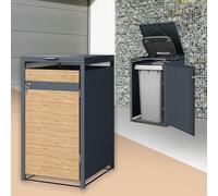 ML-Design Box pour 1 Poubelle, jusqu'à 240L, 68x80x116,3 cm, en Acier, Anthracite/Aspect Mélèze, Résistant aux Intempéries, Habillage de Poubelle avec Couvercle Rabattable/Porte, Conteneur Abri Hangar
