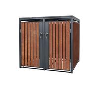 Abri pour 2 poubelles 240 L conteneur à déchets acier corten 132 x 80 x 116,3 cm