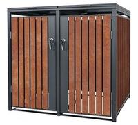 ML-Design Box pour 2 Poubelles, 240L, 132x80x116,3 cm, en Acier/Acier Corten, Anthrazit, Rot-Braun G