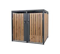 ML-Design Box pour 2 poubelles 240 L – Acier Anthracite/Aspect chêne 132×80×116,3 cm