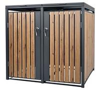 ML-Design Box pour 2 Poubelles, 240L, 132x80x116,3 cm, en Acier, Anthracite/Aspect Chêne, Dunkelbraun