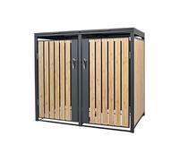 ML-Design Box pour 2 Poubelles, 240L, 132x80x116,3 cm, en Acier, Anthracite/Aspect Mélèze, Résistant aux Intempéries, Habillage de Poubelle avec Couvercle Rabattable/2 Portes, Conteneur Abri Hangar