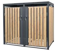 ML-Design Box pour 2 Poubelles, 240L, 132x80x116,3 cm, en Acier, Anthracite/Aspect Mélèze, Anthrazit, Hellbraun G