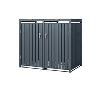 ML-Design Box pour 2 Poubelles, 240L, 132x80x116,3 cm, en Acier, Anthracite, Résistant aux