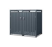 ML-Design Box pour 2 Poubelles, 240L, 132x80x116,3 cm, en Acier, Anthracite, Résistant aux