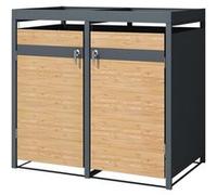 ML-Design Box pour 2 Poubelles avec Toit Végétal, jusqu'à 240L, 132x80x124 cm, en Acier, Anthrazit, Hellbraun