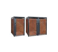 ML-Design Box pour 3 Poubelles, 240L, 200x80x116,3 cm, en Acier/Acier Corten,