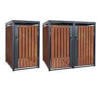 ML-Design Box pour 3 Poubelles, 240L, 200x80x116,3 cm, en Acier/Acier Corten, Anthrazit, Rot, Braun G