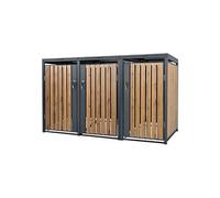 ML-Design Box pour 3 Poubelles, 240L, 200x80x116,3 cm, en Acier, Anthracite/Aspect Chêne,