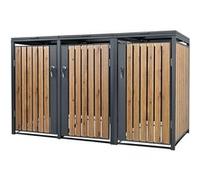 ML-Design Box pour 3 Poubelles, 240L, 200x80x116,3 cm, en Acier, Anthracite/Aspect Chêne, Anthrazit, Braun G