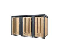 ML-Design Box pour 3 Poubelles, 240L, 200x80x116,3 cm, en Acier, Anthracite/Aspect Mélèze, Résistant aux Intempéries, Habillage de Poubelle avec Couvercle Rabattable/3 Portes, Conteneur Abri Hangar
