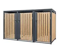 ML-Design Box pour 3 Poubelles, 240L, 200x80x116,3 cm, en Acier, Anthracite/Aspect Mélèze, Anthrazit, Hellbraun G