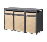 ML-Design Box pour 3 Poubelles, 240L, 200x80x120 cm, en Acier, Anthracite/Aspect Mélèze, Résistant aux Intempéries, Habillage Poubelle Verrouillable, Couvercle Rabattable/3 Portes, Conteneur Hangar