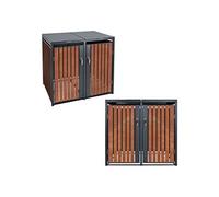 ML-Design Box pour 4 Poubelles, 240L, 264x80x116,3 cm, en Acier/Acier Corten, Anthrazit, Rot, Braun G