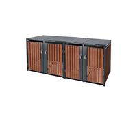 ML-Design Box pour 4 Poubelles, 240L, 264x80x116,3 cm, en Acier/Acier Corten,