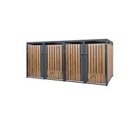ML-Design Box pour 4 Poubelles, 240L, 264x80x116,3 cm, en Acier, Anthracite/Aspect Chêne, Anthrazit, Braun