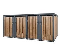 ML-Design Box pour 4 Poubelles, 240L, 264x80x116,3 cm, en Acier, Anthracite/Aspect Chêne, Anthrazit, Braun