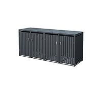 ML-Design Box pour 4 Poubelles, 240L, 264x80x116,3 cm, en Acier, Anthracite, Résistant aux