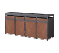 ML-Design Box pour 4 Poubelles avec Toit Végétal, jusqu'à 240L, 264x80x124 cm, Acier, Anthracite/Aspect Rouillé, Résistant aux Intempéries, Habillage Verrouillable, Conteneur Abri