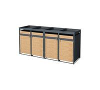 ML-Design Box pour 4 Poubelles avec Toit Végétal, jusqu'à 240L, 264x80x124 cm, en Acier, Anthracite/Aspect Mélèze, Résistant aux Intempéries, Habillage de Poubelle Verrouillable, Conteneur Abri Hangar