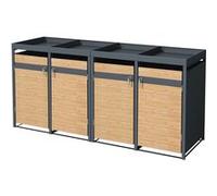 ML-Design Box pour 4 Poubelles avec Toit Végétal, jusqu'à 240L, 264x80x124 cm, en Acier,