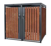 ML-Design Box pour Poubelle, 2 Tonne, 240 Litres, 132x80x116,3cm, avec 1 Porte et Couvercle, Anthracite Aspect Rouille, Acier/Acier