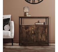 ML-Design Buffet, 80x80,5x50,5 cm, en MDF, Marron Vintage, Structure Métallique Noir Mat, Commode avec 2 Portes & Compartiment Ouvert, Design Industriel, Armoire de Cuisine, Meuble de Rangement Salon