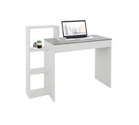 ML-Design Bureau PC - 3 étagères de rangement, plateau imitation béton, Blanc 110x72x40 cm