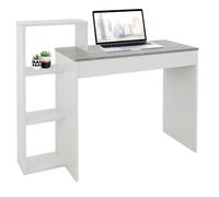 ML-Design Bureau de travail 110x72x40 cm blanc en bois surface aspect béton avec 3 étagères espace de rangement intégré système 2 en 1 table d'étude
